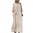 thumbnail image 2 of Gspmoly Robe d'Été, Robe Décontractée pour Femmes de Printemps et d'Été à Col en V, Unie et en Lin, avec Poches, à Manches Longues, Robes de Vacances pour Femmes Offres Prime, 2 of 6
