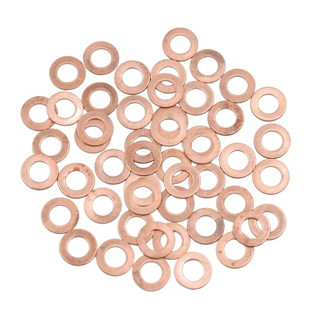Unique Bargains 50 Pcs 8mm Diamètre Intérieur Rondelles de Cuivre Joints d'Étanchéité Plats Anneaux