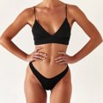 thumbnail image 1 of CEHVOM Women Solid Push Up High Cut Lace Up Halter Bikini Set Two Piece Swimsuit, 1 of 8