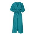 thumbnail image 3 of BEFOKA Robe pour Femme Grande Taille, Liquidation de Robes d'Été pour Femmes, Robe Longue Irrégulière Décontractée Unie à Lacets pour Femme, 3 of 4