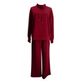 thumbnail image 4 of Timegard Ensembles 2 Pcs pour Femmes, Chandail à Col Roulé Surdimensionné à Manches Longues, Hauts à Enfiler, Pantalon à Jambe Grand à Cordon avec Poches, 4 of 6