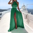 thumbnail image 2 of Pompotops Robes Longues d'Été Sexy Sans Manches à Fente Col Halter pour Femmes, 2 of 9