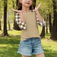 thumbnail image 4 of SERTG T-Shirt Mode Enfant Col Rond Manches 3/4 Imprimé Col Rond pour Été et Printemps 4-15 Ans (Kaki2,7 Ans), 4 of 7