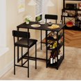 thumbnail image 2 of Kitchen Table Set, Dining Table and Chairs for 2, 3Pcs Dining Room Table Set with 2 Upholstered Chairs, Bar Dining Table Set for Small Spaces, Apartment, Breakfast, Pub, Rustic Black, 2 of 7