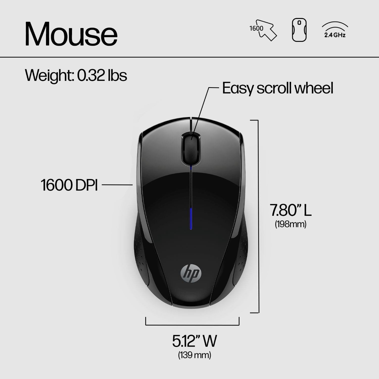 Souris sans fil HP 221 – Noir