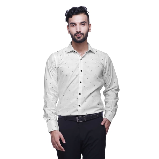 BESTMAN Formal Shirts For Men Slim Fit Printed Full Sleeve Shirts For Men