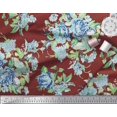 thumbnail image 2 of Soimoi Red Poly Georgette Fabric Leaves & Begonia Floral Decor Fabric Printed Yard 52 Inch Wide, 2 of 3