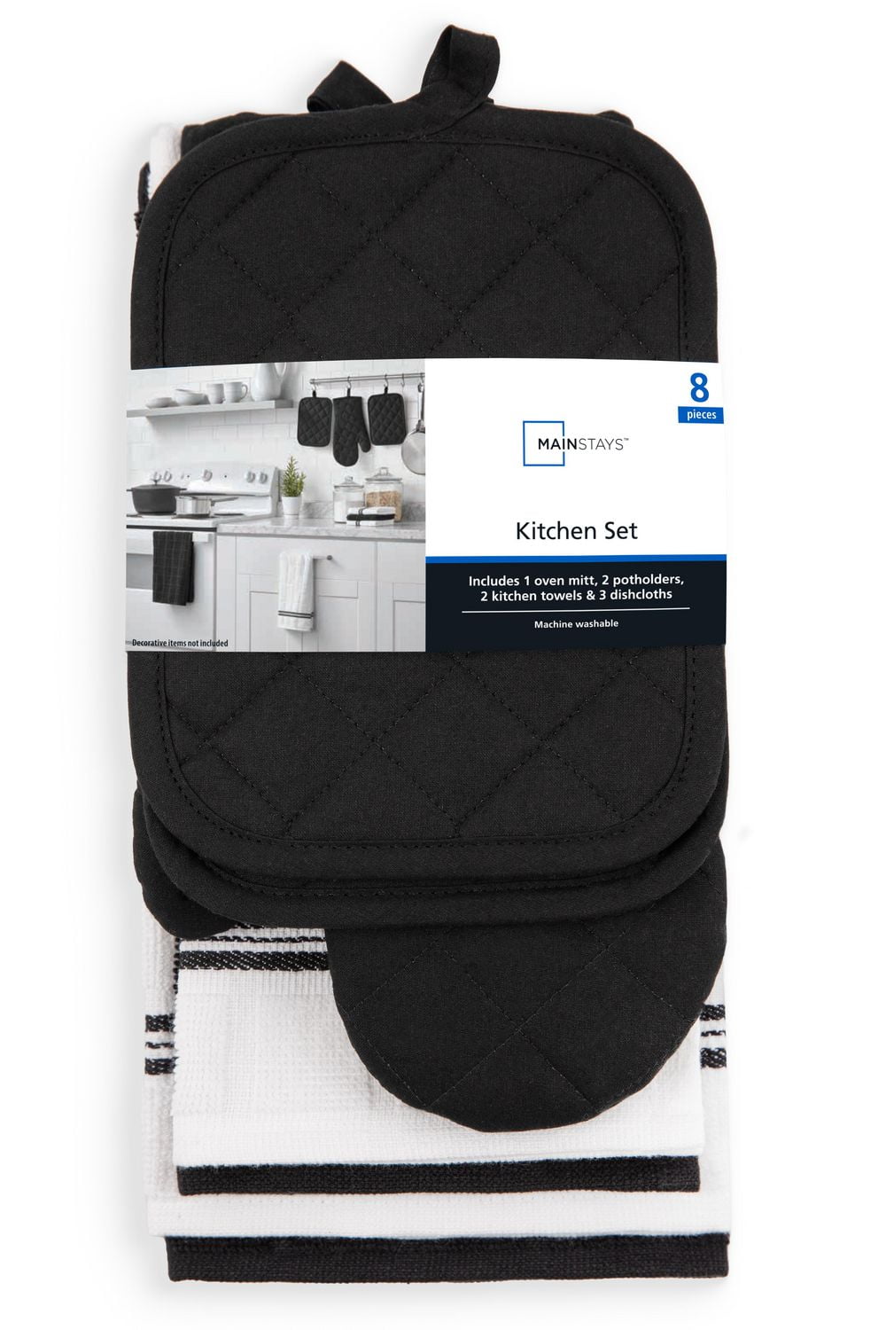 ENSEMBLE DE CUISINE 8 PIÈCES MAINSTAYS – NOIR
