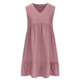 thumbnail image 4 of Yuyuzo Robes d'Été pour Femmes Sans Manches à Col en V Mini Robe T-Shirt Plissée à Volants Fluide Plage Vacances Robes d'Été, 4 of 6