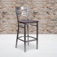 thumbnail image 4 of HERCULES Series Clear Coated ''X'' Back Metal Restaurant Barstool - Walnut Wood Seat, 4 of 6