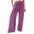 thumbnail image 1 of Timegard Womens Pants Plus Size Elastic High Waisted Drawstring Wide Leg Lightweight Casual Loose Trousers, 1 of 5