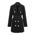 thumbnail image 4 of WEIYLL Womens Fleece Jackets Double Long Sleeve Belt Dress Solid Color Mid Length Black Winter Coats Size L, 4 of 6