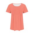 thumbnail image 4 of AherBiu Tuniques pour Femmes Manches Courtes Décontractées Couleur Unie Confortables Été Col Rond Blouse TShirts, 4 of 7