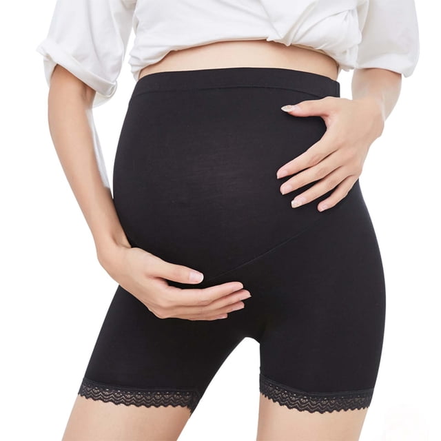 XZNGL Shorts de Maternité en Dentelle Ajustables Taille Haute Gainants pour Femmes Enceintes
