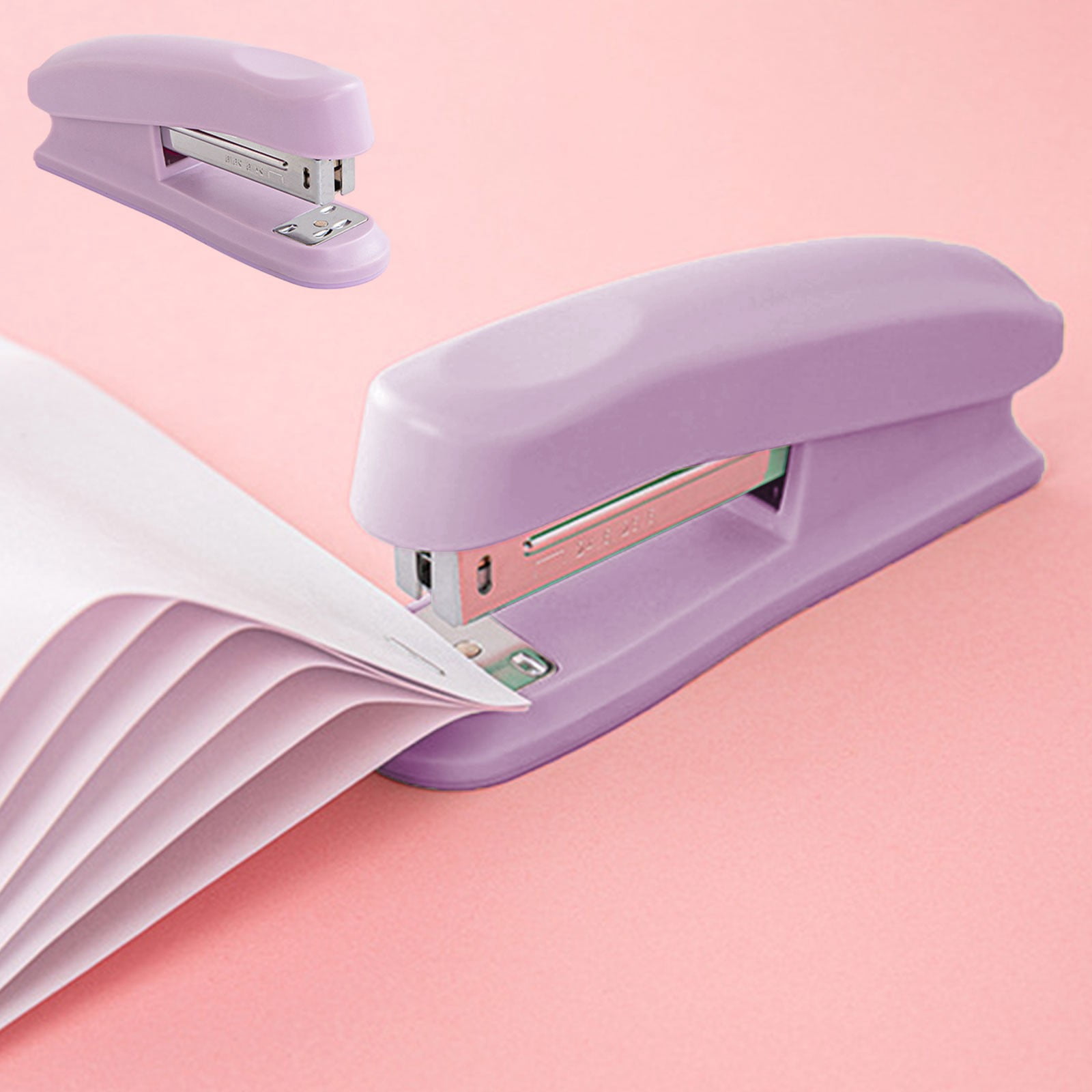 PEONAVET ABS Stapler Effortless Stapler Compact and Portable Office and Student Stationery Macaron Colored Medium Sized Stapler