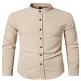 thumbnail image 2 of Chemise Henley Boutonnée Classique pour Hommes avec Tissu en Lin de Coton Rétro, 2 of 5
