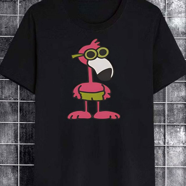 Trendy Unisex Cartoon Firebird Design Pure Short-Sleeve T-Shirt for Men