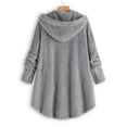 thumbnail image 3 of Qertyioot Women Plus Size Button Plush Tops Hooded Loose Cardigan Wool Coat Winter Jacket, 3 of 4