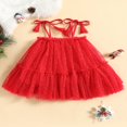 thumbnail image 2 of Kids Sequins/ Dots Print Sleeveless Tie-Up Ruffle A-Line Dress, 2 of 8