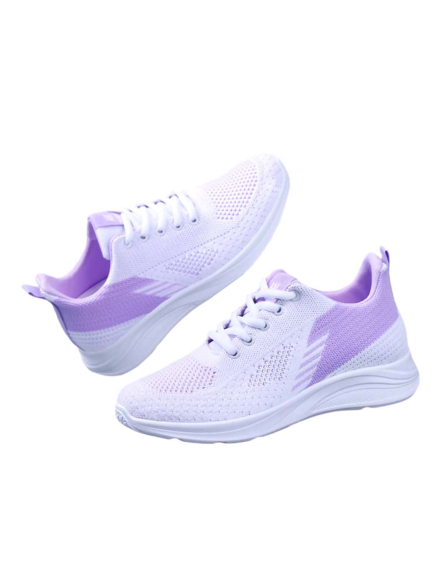 Woobling Womens Athletic Shoes Knit Upper Running Shoe Fitness Workout Sneakers Non-Slip Walking Ladies Lightweight Sport Trainers Purple 7.5