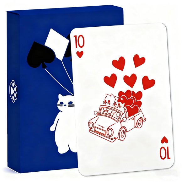 YOCEAN 2 pcs Kawaii Cat&Dog Playing Cards, 54 Different Pattern Playing Cards for Party, Casual Games Poker Cards, Gift Collection,3.5 × 4.5inches (Blue)