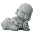 thumbnail image 1 of Adorable Buddha Statue Chinese Figure Collectible Present Crafts Resin Monk Reading Book, 1 of 8