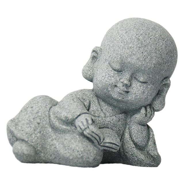 Adorable Buddha Statue Chinese Figure Collectible Present Crafts Resin Monk Reading Book