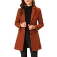 thumbnail image 1 of INSPIRE CHIC Manteau pour Femme Couleur Unie Revers Cranté Simple Boutonnage Caban d'Hiver Rouge Brique TG, 1 of 6