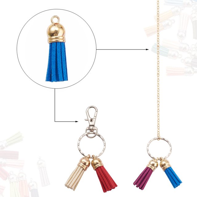 Ruiboury 100pack/lot Stand Out Unique Tassel DIY Tassel Accessory For Keychain Gifts AssortedColor-Silver 1Set
