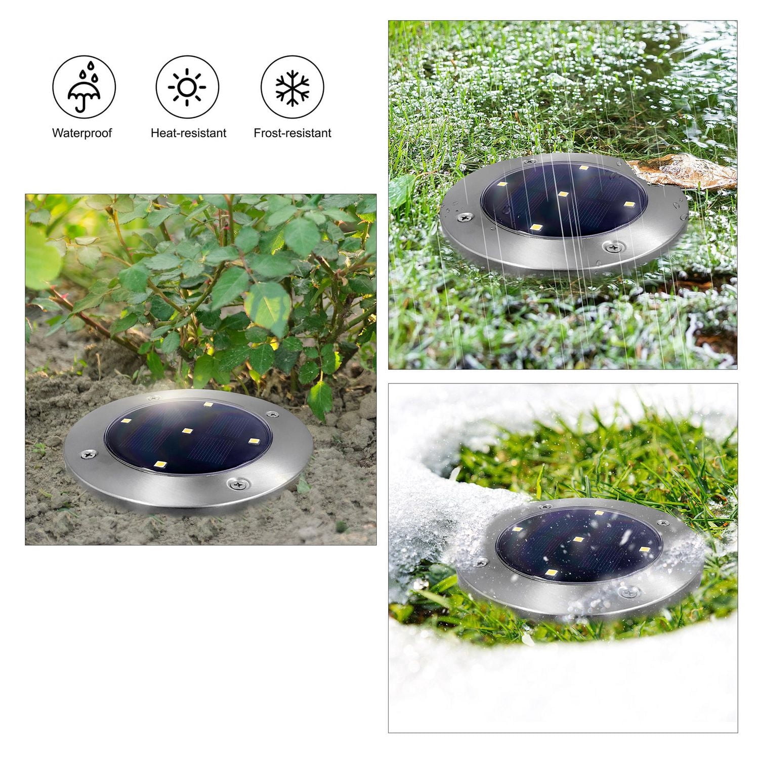 Lampes solaires en acier inoxydable Mainstays avec LED pour jardin, 12 lumens (4 paquet)