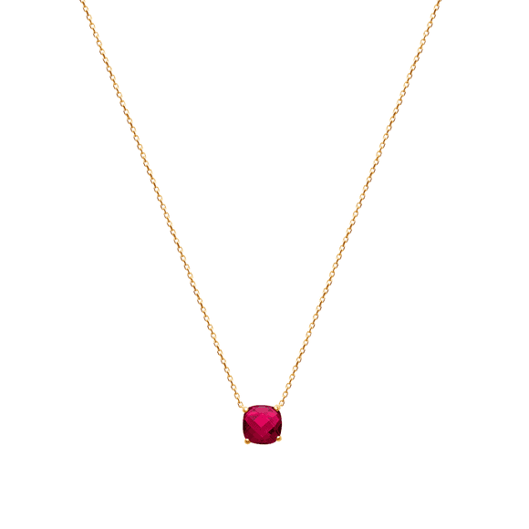 Mystigrey Alizee Georgia 18K Gold Plated Necklace for Girls and Women with Red Accent
