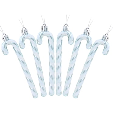 6 Pack -13cm Glitter Candy Cane Christmas Tree Decorations/Ornaments