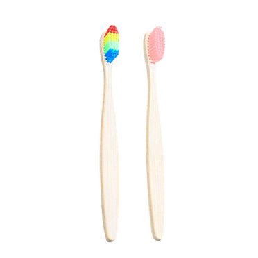 2PCS Bamboo Toothbrush Vintage Natural Wood Toothbrush Nylon Bristle Toothbrush