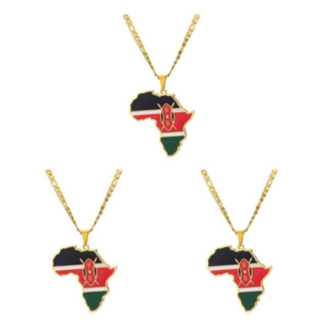 Baohd à la Mode Déclaration Pièce Collier avec Afrique Carte Pendentif Léger Kenya 3Set