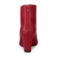 thumbnail image 4 of Allegra K Bottines à Talon Compensé à Bout Pointu avec Fermeture Éclair pour Femmes Rouge 7, 4 of 5