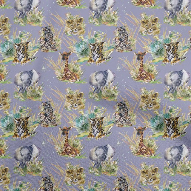 oneOone Cotton Poplin Bluish Violet Fabric Animal Sewing Craft Projects Fabric Prints By Yard 56 Inch Wide