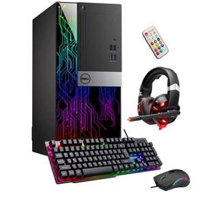 Gaming PC with RGB Lights - Dell OptiPlex Tower Computer Desktop i7 6th Gen Processor 3.40 GHz NVIDIA GeForce GT 1030 2GB 16GB RAM 1TB SSD Win 10 Pro WIFI, Free Headset, KB Mouse Combo- Refurb