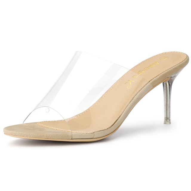 BLISSFUL STEP Sandales à Talons Aiguilles à Bride Transparente pour Femmes Beige 10