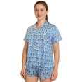 thumbnail image 2 of Hitime Silk Womens Pajamas Set Button Down Summer Sleepwear Short Sleeve Breathable Nightwear Loungewear Set, Size M, 2 of 7
