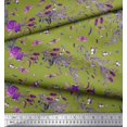 thumbnail image 3 of Soimoi Tissu en Coton Cambric Vert Imprimé Insectes, Roses et Feuilles au Mètre 56 Pouces de Large, 3 of 3