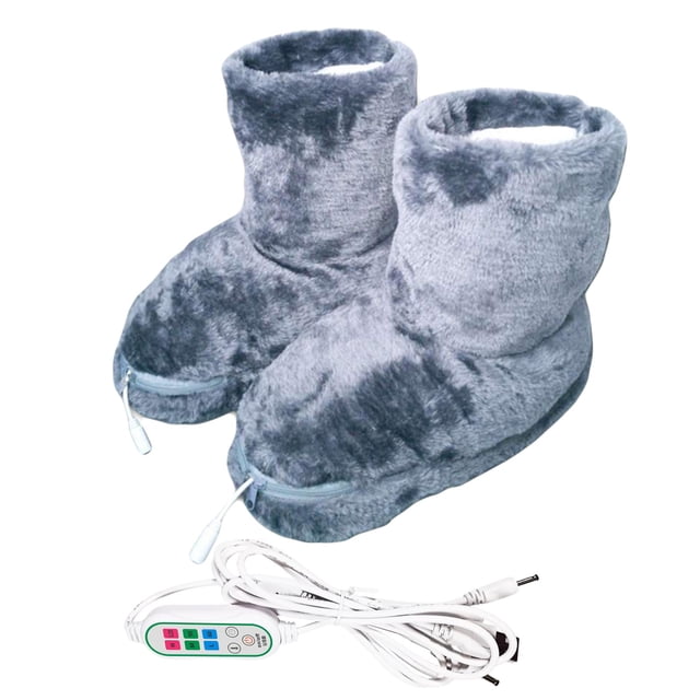 USB Foot Warmer Washable Massage Warm Comfortable Heated Shoes Home Use Office Gray