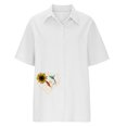 thumbnail image 4 of EQWLJWE Chemises pour Femmes Liquidation Femmes Manches Courtes Décontracté Femmes Imprimé Manches Courtes Ample Bouton Col Rabattu Chemise Blouse Unie Hauts, 4 of 8