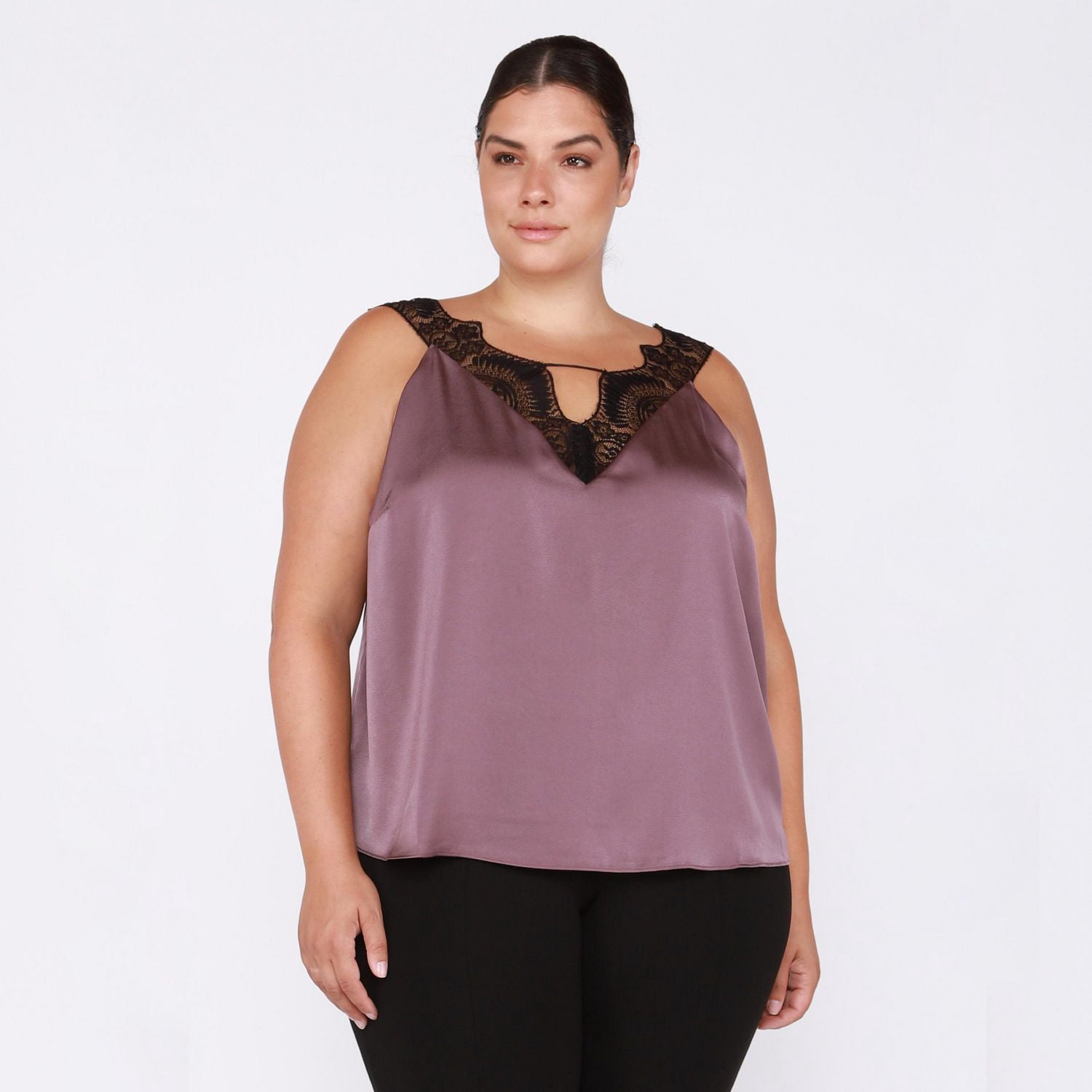 Devoted Women’s Plus size Lace Trim Satin Cami