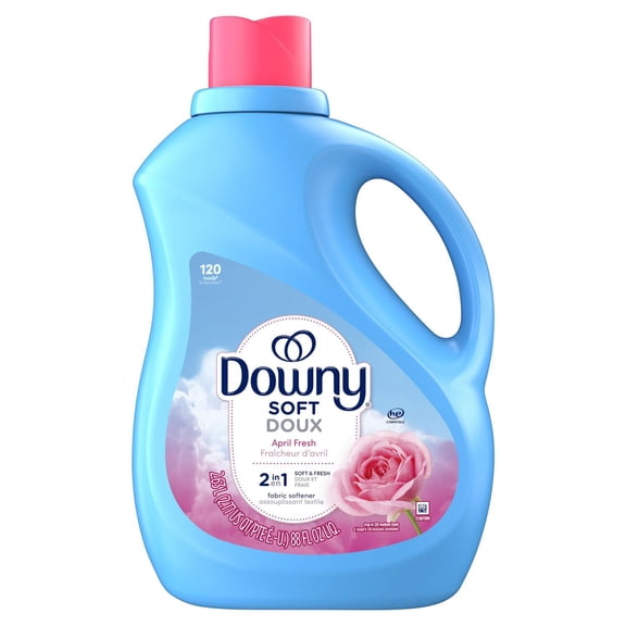 Downy Doux, 2 en 1 Assouplissant Textile Liquide Doux et Frais, Fraîcheur d'Avril, Assouplissant Textile Liquide Offre Douceur et Fraîcheur pour les Tissus 120WL