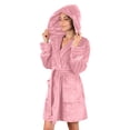 thumbnail image 1 of LSLJS Femmes Doux Couleur Unie Manches Longues Col en V Hiver Ceintures Poches Molleton Faux Velours Tenue de Nuit Robe Chemises de Nuit, Peignoir pour Femmes, 1 of 7