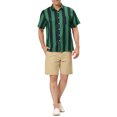 thumbnail image 2 of INSPIRE CHIC Men's Striped Short Sleeves Shirts Button Down Print Hawaiian Shirt S Green Navy, 2 of 6