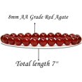 thumbnail image 2 of Bracelet Extensible en Perles Rondes de 8 mm en Agate Rouge Naturelle de Qualité AA 7 Pouces Unisexe, 2 of 5