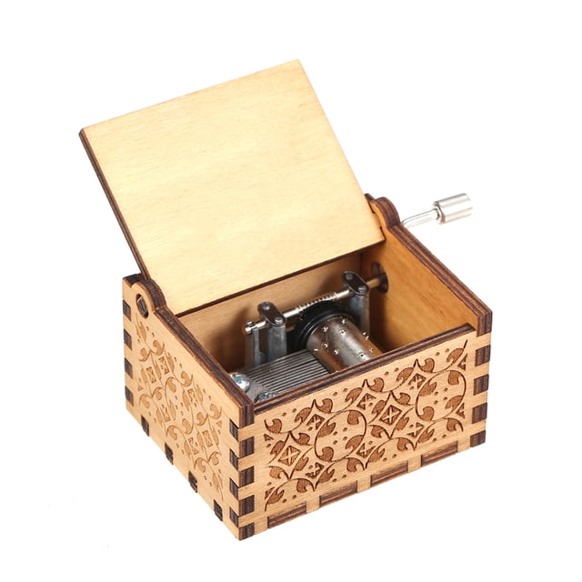 Amdohai Wood Music Box Mini Vintage Engraved Hand-Operated Musical Box Birthday Christmas Valentine's Day Exquisite Gift