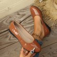 thumbnail image 2 of Ballerines pour Femmes à Enfiler à Bout Amande Embossage Pierre Micro Compensées Semelle Souple Printemps Été Chaussures Décontractées Brun, 2 of 9