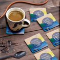 thumbnail image 3 of Inkdotpot Set of 6 Drink Coasters DecorativeNon,SlipCork Base4-inch Square PrintedCoastersEasy Clean- Lake Quote, 3 of 8